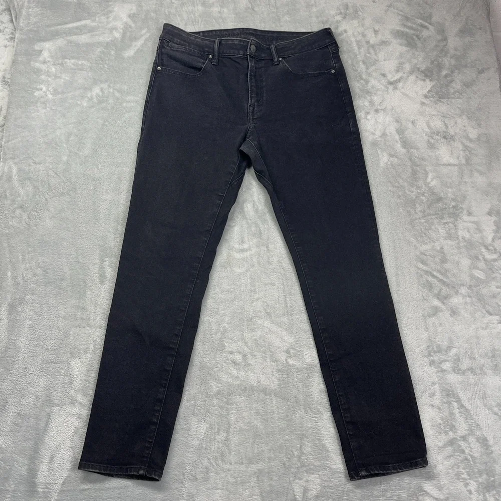 American Eagle Jeans Mens 34x32 Black Denim‎ Athletic Fit Airflex+ Skinny Leg